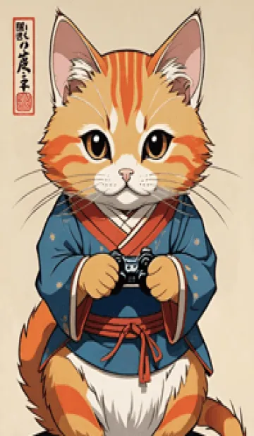 [LINE着せ替え] 猫の浮世絵 cbA82Fの画像1