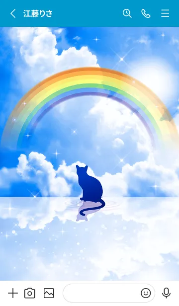 [LINE着せ替え] グングン運気上昇✨幸運を運ぶネコと虹空の画像2