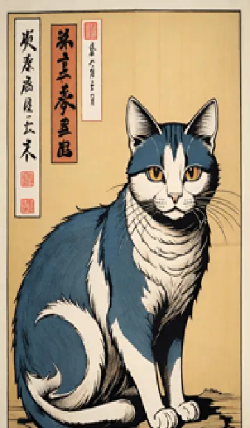 [LINE着せ替え] 猫の浮世絵 0e77C1の画像1