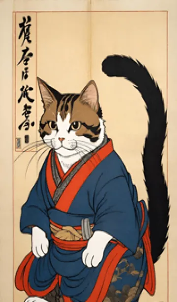 [LINE着せ替え] 猫の浮世絵 D52f2fの画像1