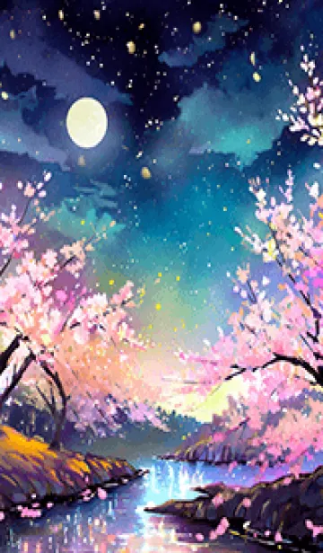 [LINE着せ替え] 美しい夜桜の着せかえ#885の画像1
