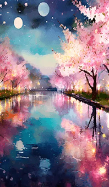 [LINE着せ替え] 美しい夜桜の着せかえ#893の画像1