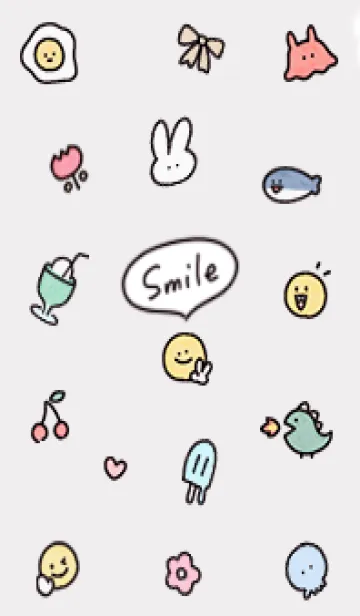 [LINE着せ替え] グレージュ simple smile icon02_1の画像1