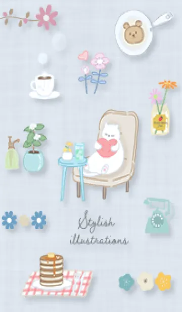 [LINE着せ替え] blue のんびり猫さん13_1の画像1