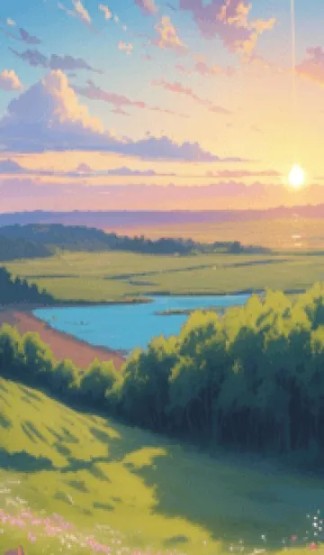 [LINE着せ替え] 田園風光-春の丘の草原 kk0qWの画像1