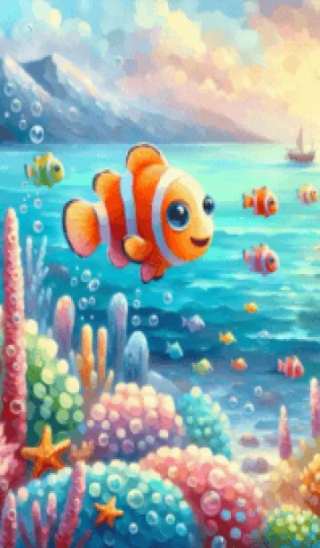 [LINE着せ替え] A group of little fish in the seaの画像1