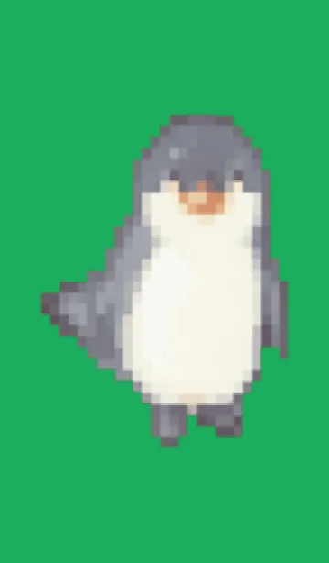 [LINE着せ替え] ペンギンのドット絵のきせかえ Green 01の画像1