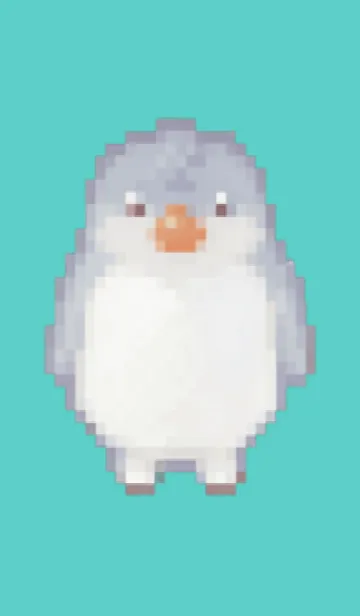 [LINE着せ替え] ペンギンのドット絵のきせかえ Green 10の画像1