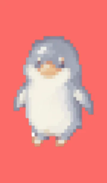 [LINE着せ替え] ペンギンのドット絵のきせかえ Red 01の画像1