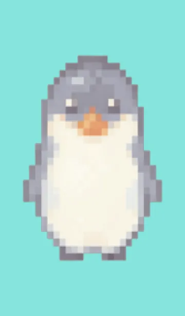 [LINE着せ替え] ペンギンのドット絵のきせかえ Green 09の画像1