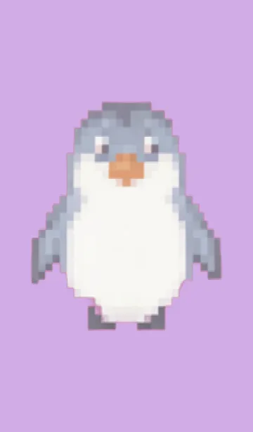 [LINE着せ替え] ペンギンのドット絵のきせかえ Purple 02の画像1