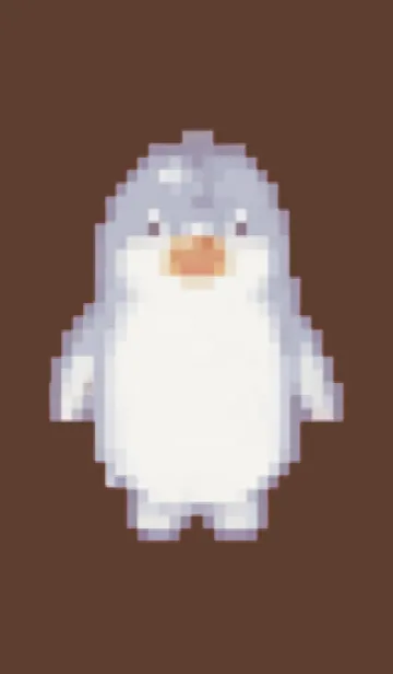 [LINE着せ替え] ペンギンのドット絵のきせかえ Brown 01の画像1