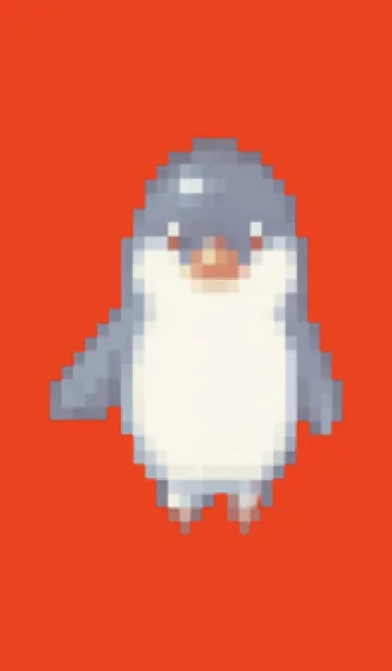 [LINE着せ替え] ペンギンのドット絵のきせかえ Red 02の画像1