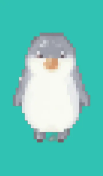 [LINE着せ替え] ペンギンのドット絵のきせかえ Green 08の画像1