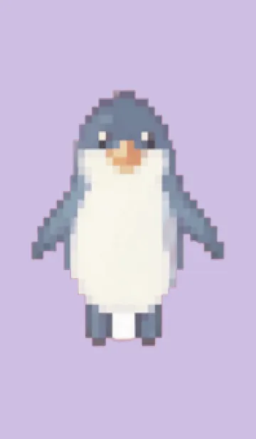 [LINE着せ替え] ペンギンのドット絵のきせかえ Purple 04の画像1