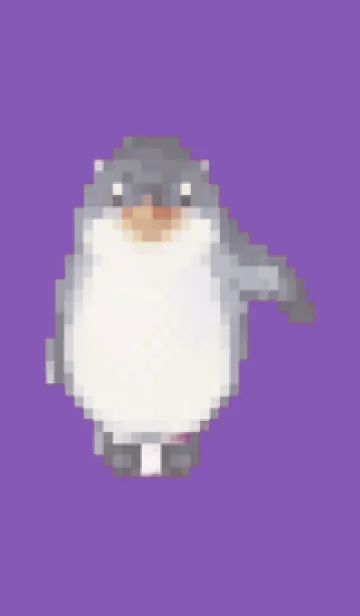 [LINE着せ替え] ペンギンのドット絵のきせかえ Purple 01の画像1