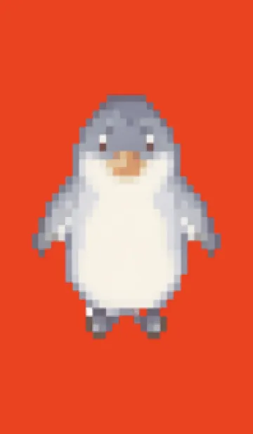 [LINE着せ替え] ペンギンのドット絵のきせかえ Red 03の画像1