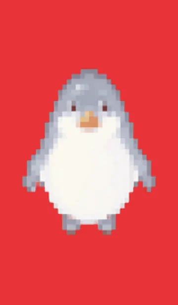 [LINE着せ替え] ペンギンのドット絵のきせかえ Red 04の画像1