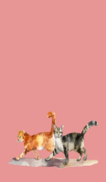 [LINE着せ替え] light pink 二匹の猫の画像1