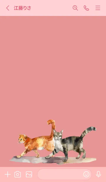 [LINE着せ替え] light pink 二匹の猫の画像2