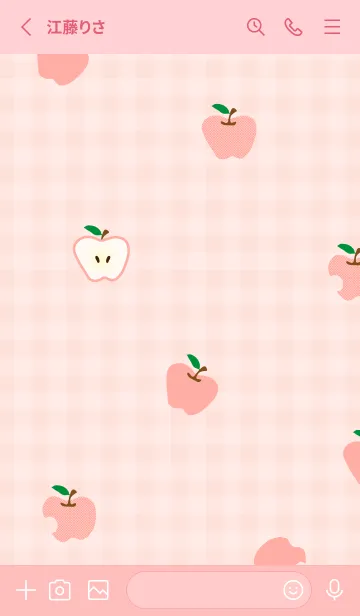 [LINE着せ替え] りんご チェック柄23の画像2