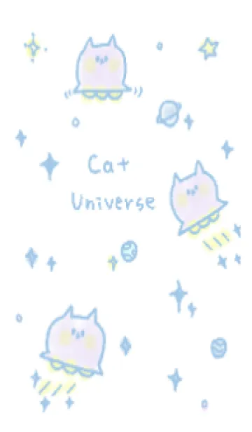 [LINE着せ替え] ねこねこ宇宙 8-2 ねこねこUFO(ブルー)の画像1