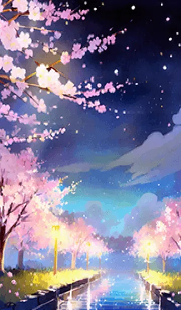 [LINE着せ替え] 美しい夜桜の着せかえ#915の画像1