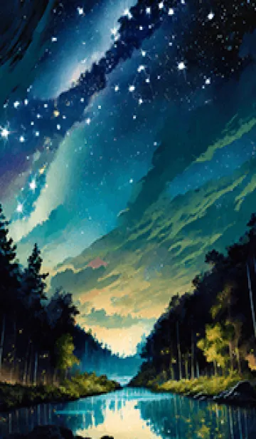 [LINE着せ替え] 綺麗な星空の夜景着せかえ#1068の画像1