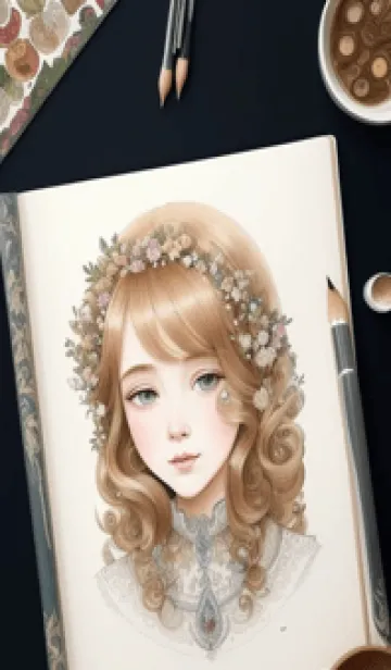 [LINE着せ替え] 古典美女イラスト 6Bny0の画像1