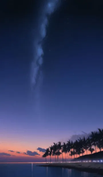 [LINE着せ替え] 夢のような海辺の星空のヤシの木 RCo2Oの画像1