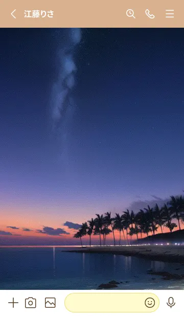 [LINE着せ替え] 夢のような海辺の星空のヤシの木 RCo2Oの画像2
