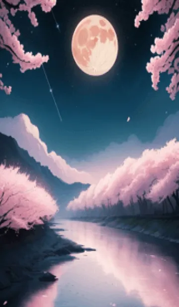 [LINE着せ替え] 夜に満開の桜 uerzDの画像1