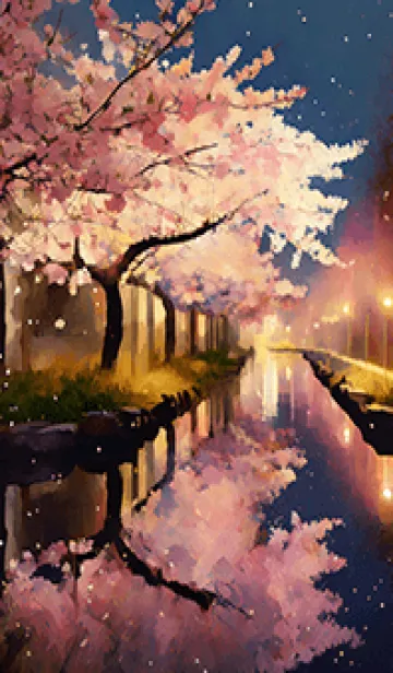 [LINE着せ替え] 美しい夜桜の着せかえ#918の画像1