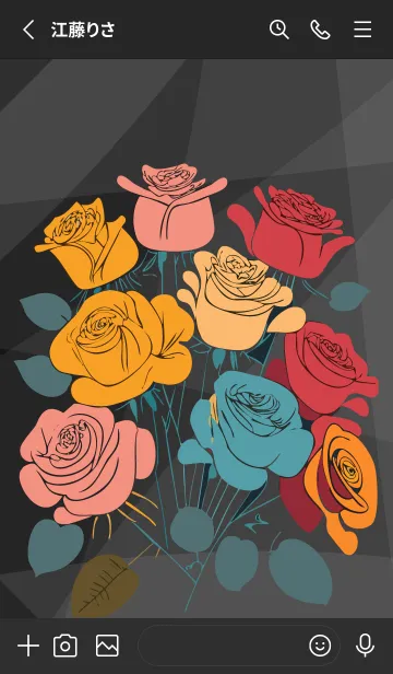 [LINE着せ替え] black カラフルフラワーの画像2