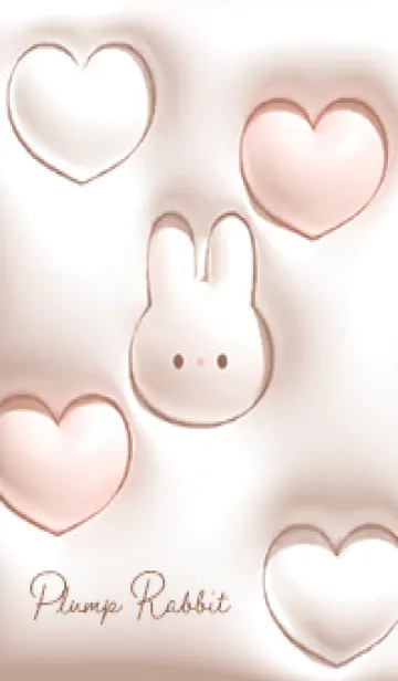 [LINE着せ替え] pinkbrown ふんわりウサギとハート08_1の画像1