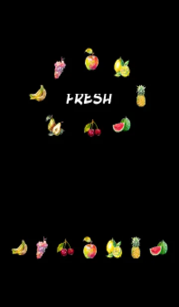 [LINE着せ替え] black 新鮮なフルーツの画像1