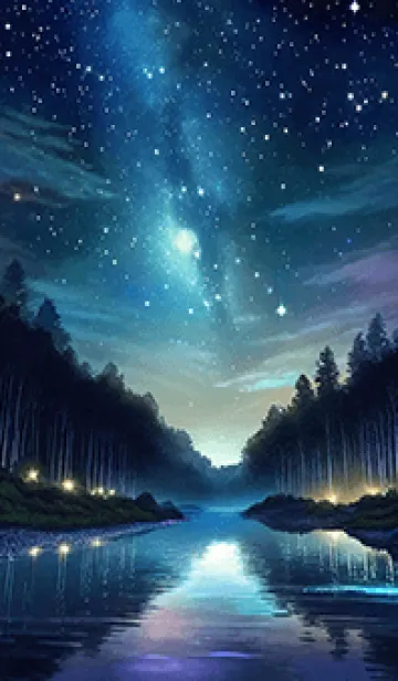 [LINE着せ替え] 綺麗な星空の夜景着せかえ#1075の画像1