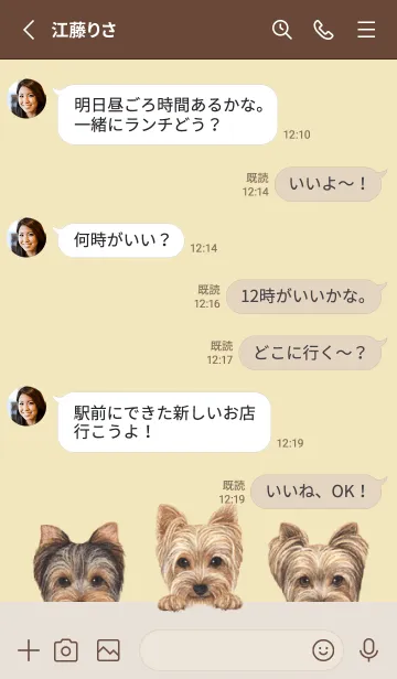 [LINE着せ替え] ワンワン - ヨーキー - クリーム イエローの画像3