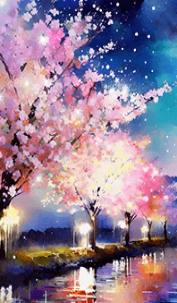 [LINE着せ替え] 美しい夜桜の着せかえ#929の画像1