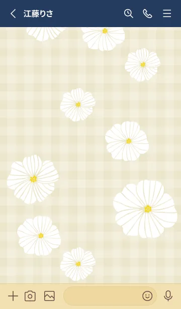 [LINE着せ替え] 6輪の白い花 チェック22の画像2