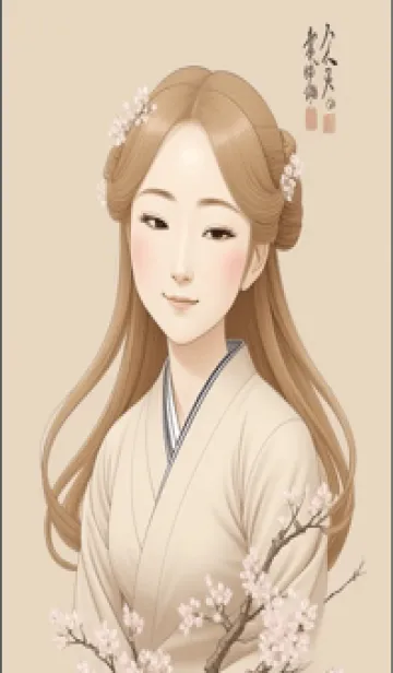 [LINE着せ替え] 古典美女イラスト hWbZJの画像1