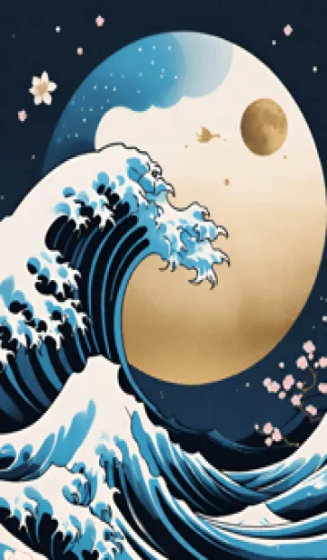 [LINE着せ替え] 浮世絵 山海桜、月 mgzPAの画像1