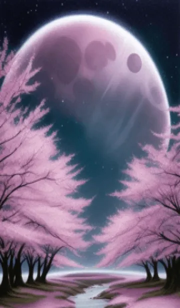 [LINE着せ替え] 夜に満開の桜 qLdnaの画像1