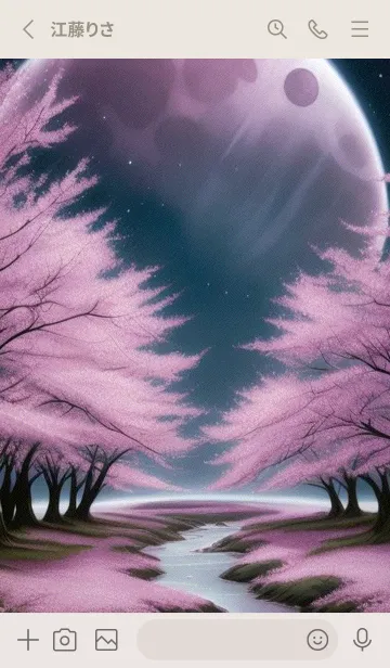 [LINE着せ替え] 夜に満開の桜 qLdnaの画像2