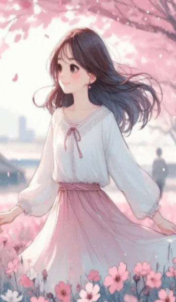 [LINE着せ替え] pink flower garden 9の画像1