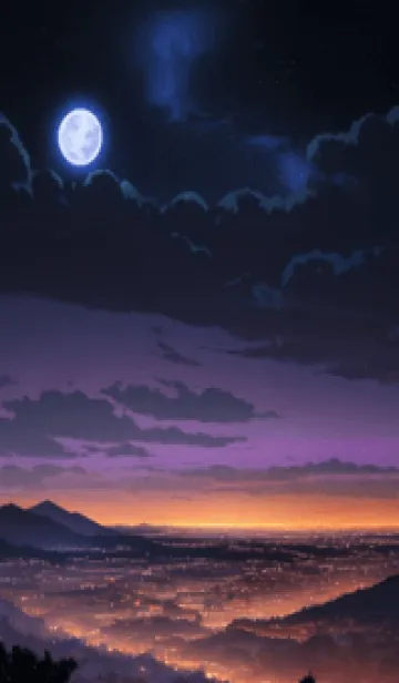 [LINE着せ替え] 都市の明るい月明かりの星空 1fEKVの画像1