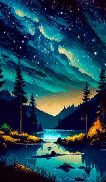 [LINE着せ替え] 綺麗な星空の夜景着せかえ#1097の画像1