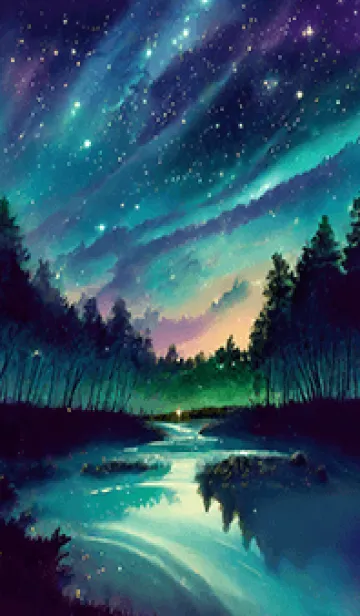 [LINE着せ替え] 綺麗な星空の夜景着せかえ#1098の画像1