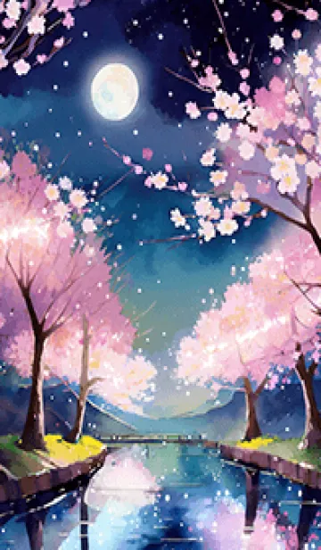 [LINE着せ替え] 美しい夜桜の着せかえ#950の画像1
