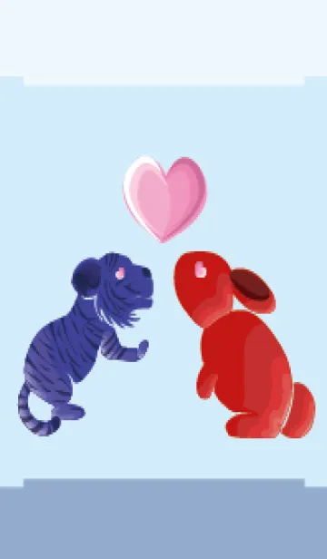 [LINE着せ替え] ekst blue（虎）love red（ウサギ）の画像1